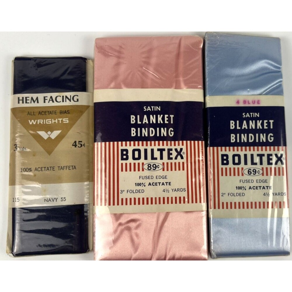 Boiltex Satin Blanket Binding Fused Edge - 3" Folded / 4 1/2 yards - Vintage